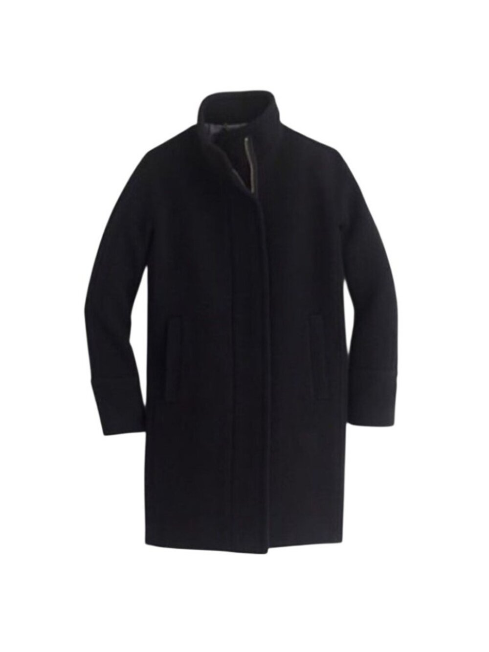 J Crew Cocoon Nello Gori Italian Stadium Cloth Coat Womens 0 Black Full Zip Wool